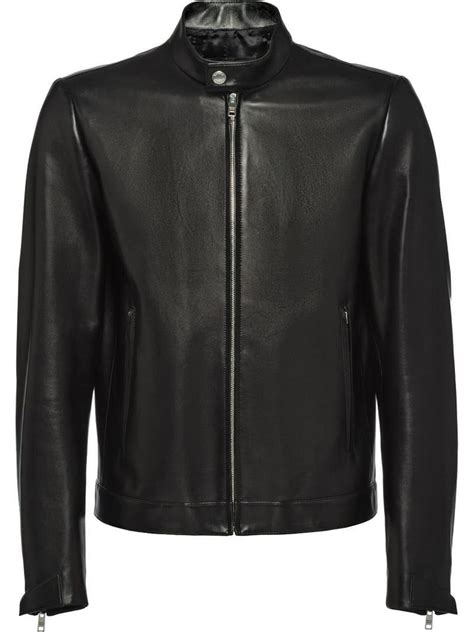 prada leather motorcycle jacket|Prada bomber jacket for men.